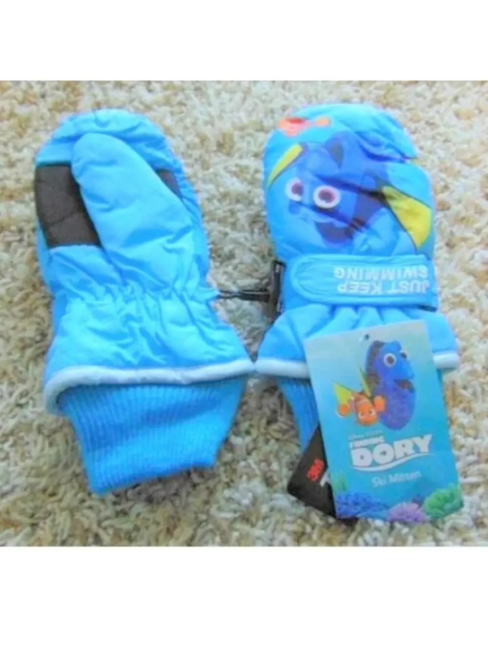 Girls Disney Finding Dory Nemo Winter Mittens sz 4/6 Blue 